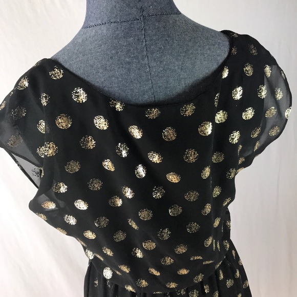 A. Byer Black & Gold Glitter Polkadot Skater Dress - Picture 6 of 8